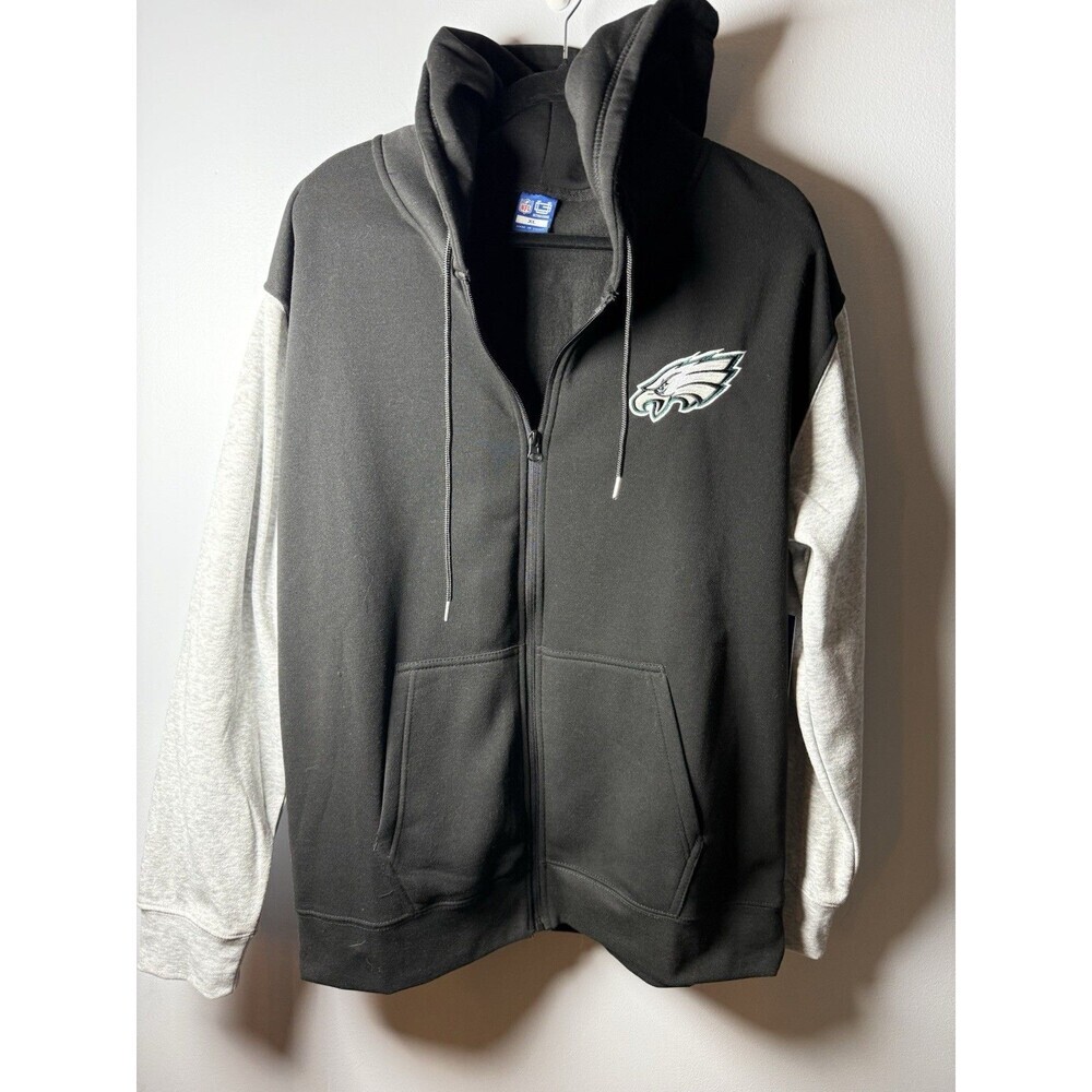 NWT Mens Ultra Game NFL Philadelphia Eagles BlackGray Full Zip Hoodie Sz XL FLAW